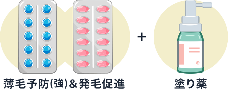 薄毛予防薬(強)+発毛促進薬+塗り薬
