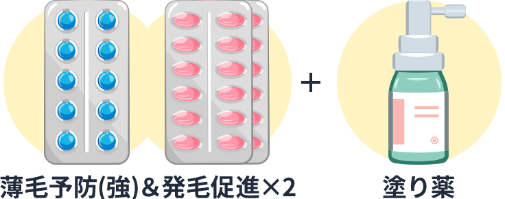 薄毛予防薬(強)+発毛促進薬×2+塗り薬